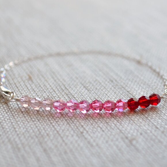 Pink Ombre Crystal Row Bracelet in Sterling Silver - Picture 2 of 5